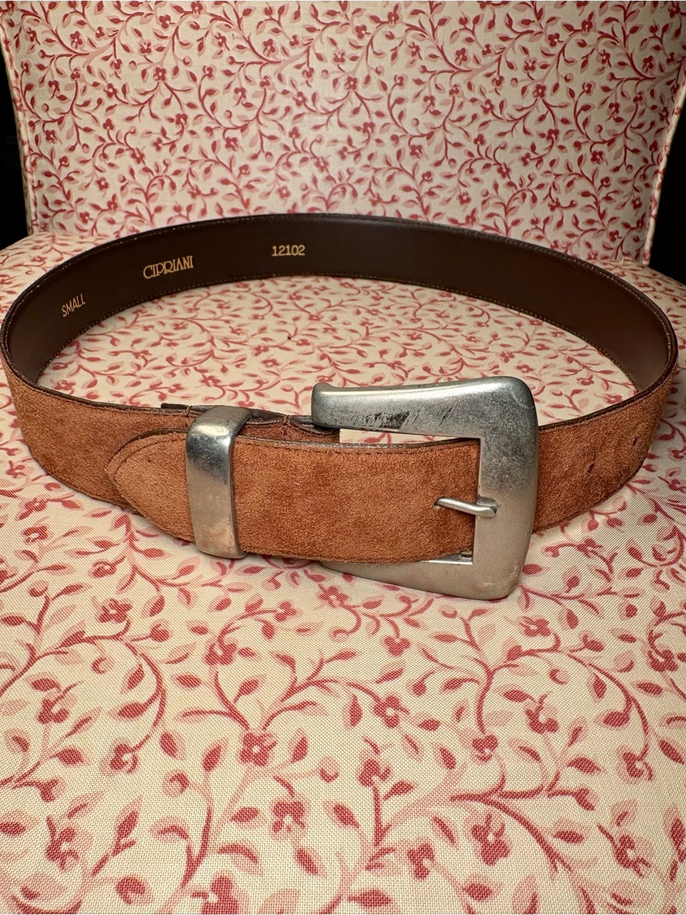 Cipriani Vintage Women's Tan Suede Belt with Silver Buckle